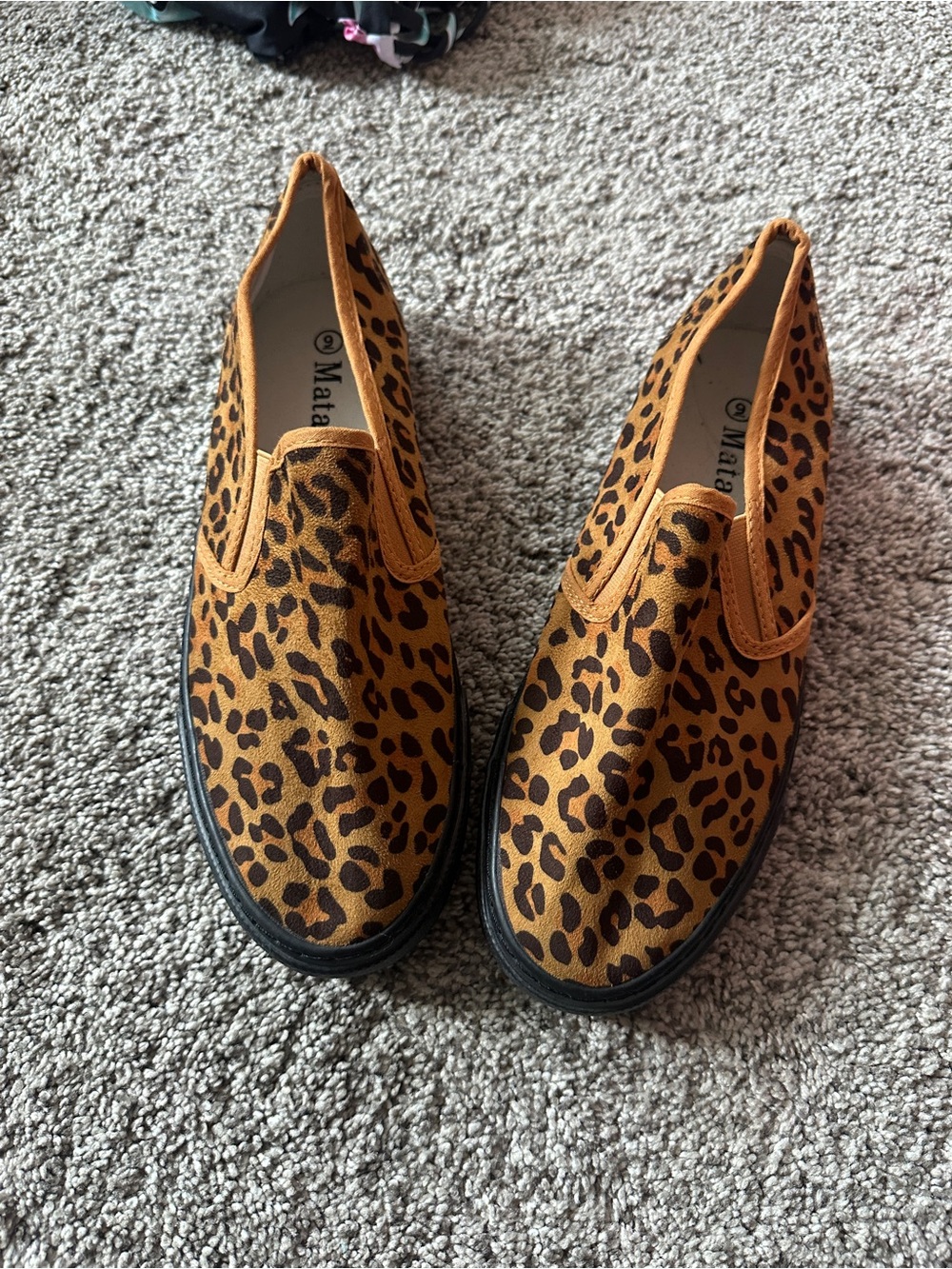 Leopard-Print Slip-On Loafers in Tan